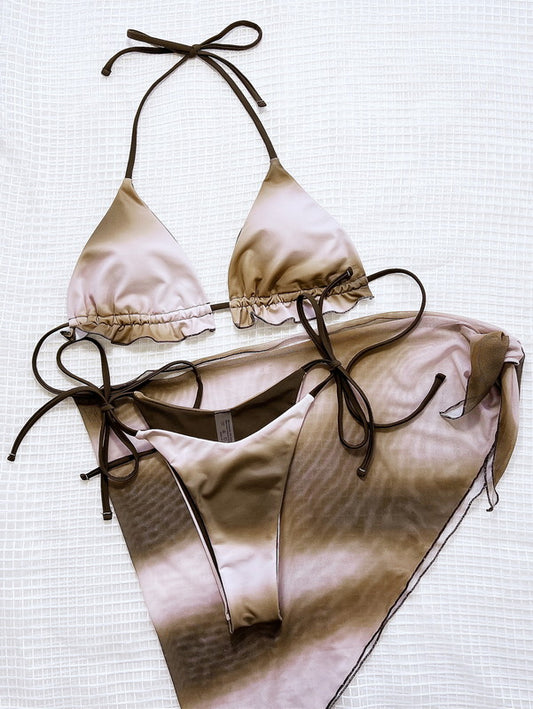 S17 - Brown Tie dye swimwear 3 piece