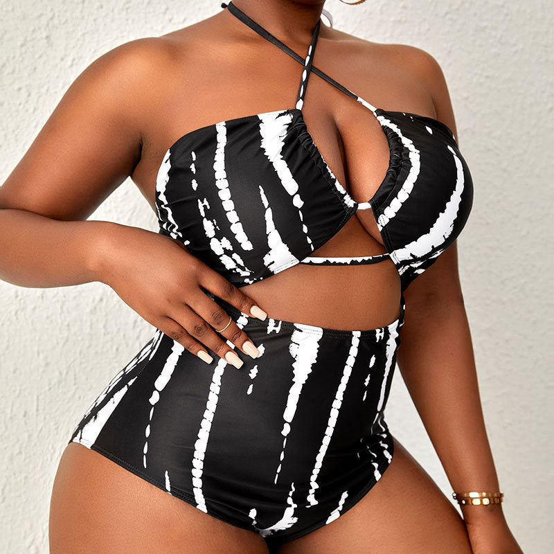 S20 -Stripped Black and plus size swimwear